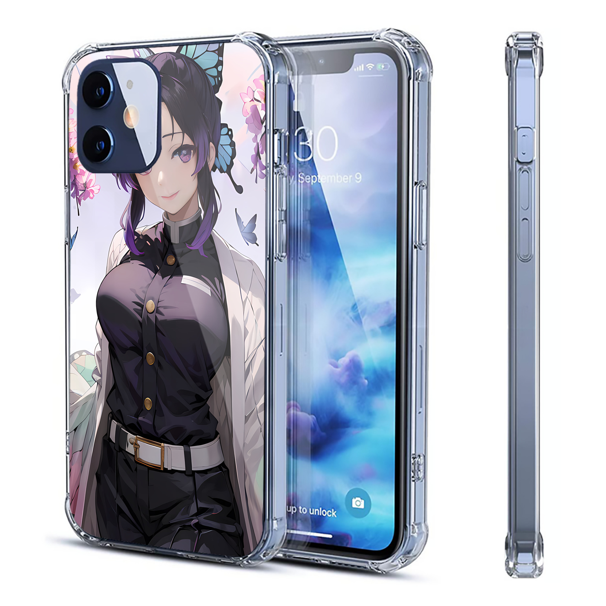（画像用） 鬼滅の刃（きめつのやいば）蟲柱-胡蝶 しのぶ／こちょう しのぶ Kochou Shinobu 【iPhone 12シリーズ対応】透明スマホケース（クリアソフトケース）